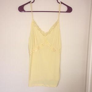 Silky camisole with lace and sequins
